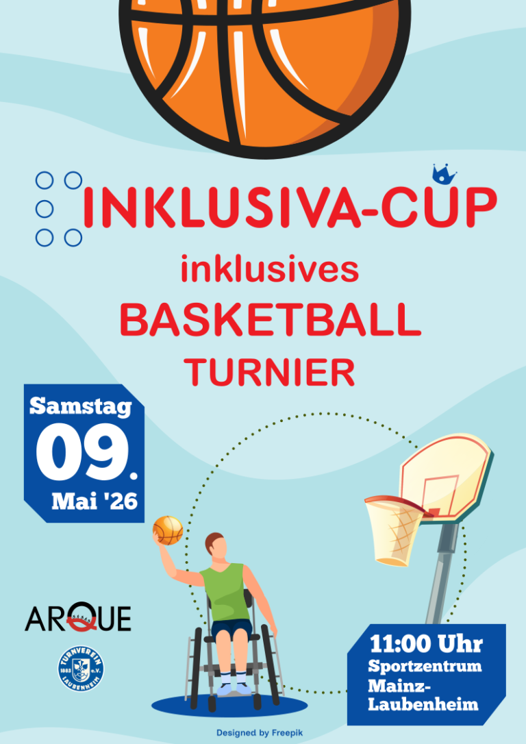 Plakat zum Basketballturnier am 9.Mai 2026 Inhalt wie im Text.